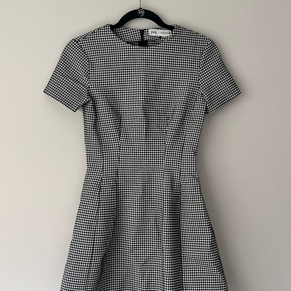 Zara Monochrome Houndstooth Mini Dress